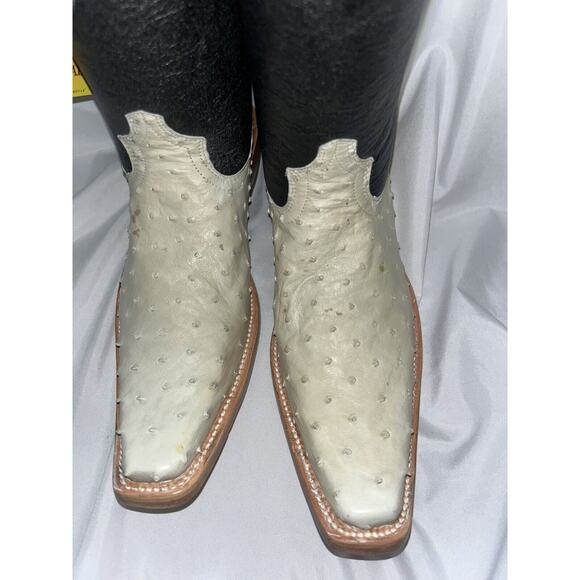 Cowboy Rodeo Boots‎ Exotic Leather White Genuine Ostrich Skin Women’s Sz 8.5 main image 5